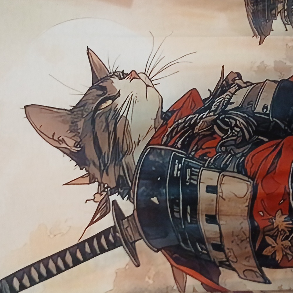 Samurai Cat Graphic T-Shirt XL NWOT  Never worn. - Picture 2 of 3